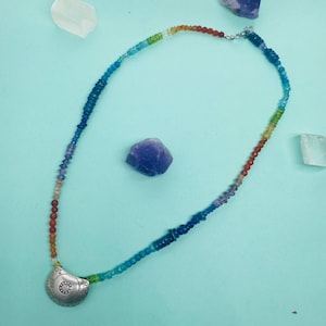 Gemstone rainbow necklace- gemstone necklace- rainbow necklace- OOAK necklace - rainbow gemstone necklace - silver and gemstone necklace