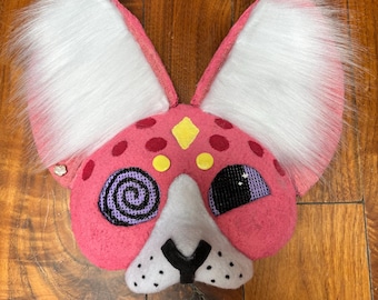 Therian furry quadrobics cat mask- strawberry  themed