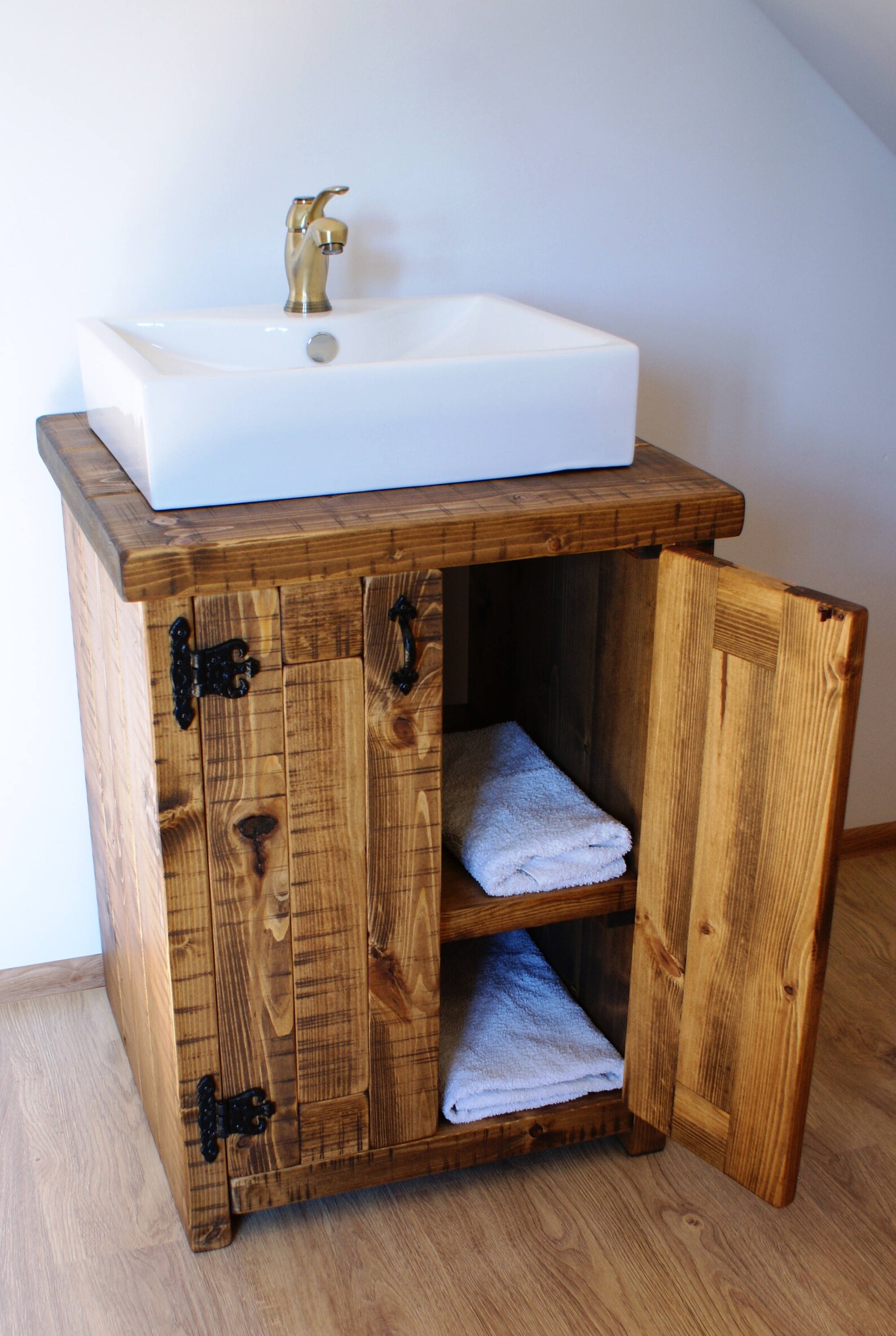 New Solid Chunky Wood Rustic Bathroom Sink Basin Vanity Unit Etsy