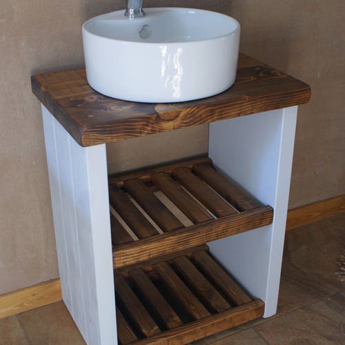 Painted Rustic Chunky Solid Wood Bathroom Washstand Vanity Etsy UK