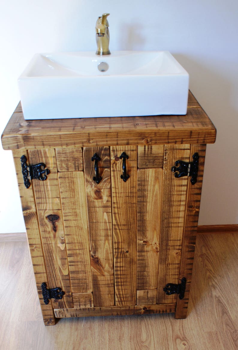 New Solid Chunky Wood Rustic Bathroom Sink Basin Vanity Unit Etsy