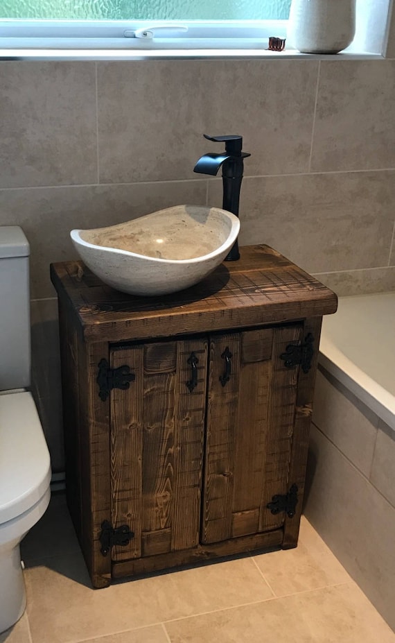New Solid Chunky Wood Rustic Bathroom, Rustic Sink Vanity Unit
