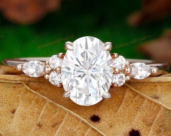 Vintage Oval Cut Lab Grown Diamond Engagement Ring,Diamond Wedding Ring,Solid 14K Rose Gold Ring,IGI Certified Diamond Ring,Propose Ring