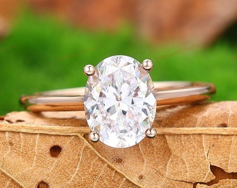 0.5-2.0ct Oval Cut Lab Grown Diamond Engagement Ring,CVD Diamond Wedding Bridal Ring,Diamond Propose Ring,IGI Certified,Solid 14K Gold Ring