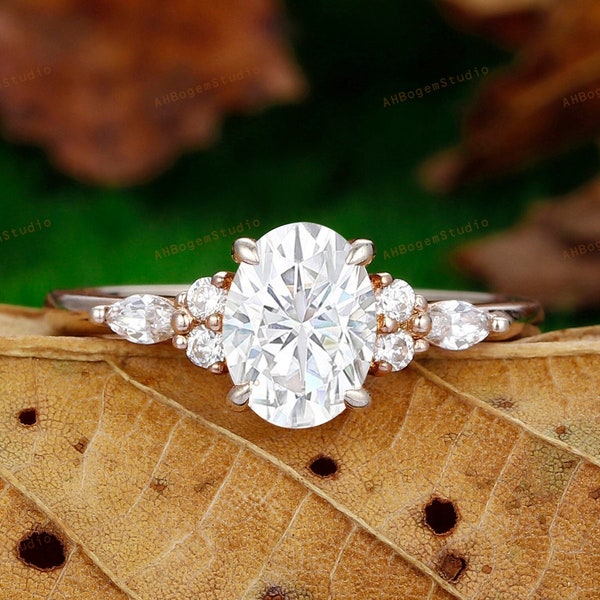 Vintage Oval Cut Lab Grown Diamond Engagement Ring,Diamond Wedding Ring,Solid 14K Rose Gold Ring,IGI Certified Diamond Ring,Propose Ring
