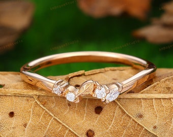 Minimalist Band,Moissanite Wedding Band Unique Moissanite Matching Wedding ring Stacking Moissanite Bridal Ring Anniversary Promise Ring