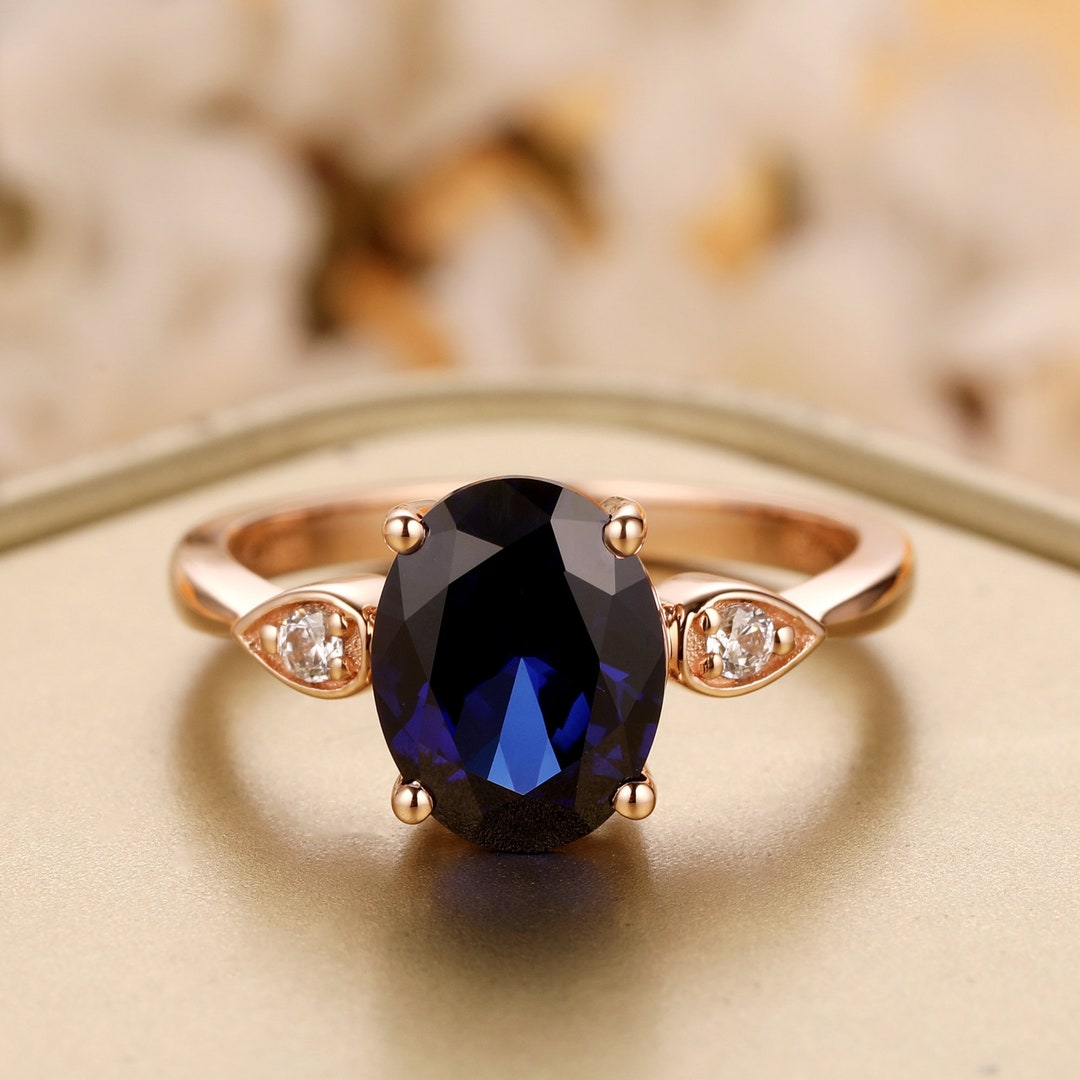 Oval Cut 7x9mm Lab Crated Blue Sapphire Engagement Ring,anniversary ...
