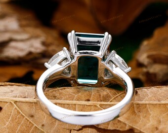 Stone Ring,emerald Cut 8x11mm Lab Created Emerald Engagement