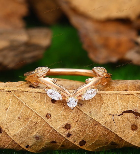 Art Deco Band,moissanite Wedding Band,natural Inspired Ring,branch