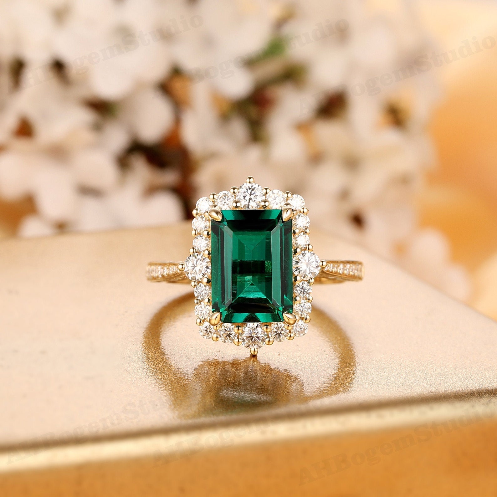 High Quality Emerald Ring3.55ct Emerald Center Engagement Etsy