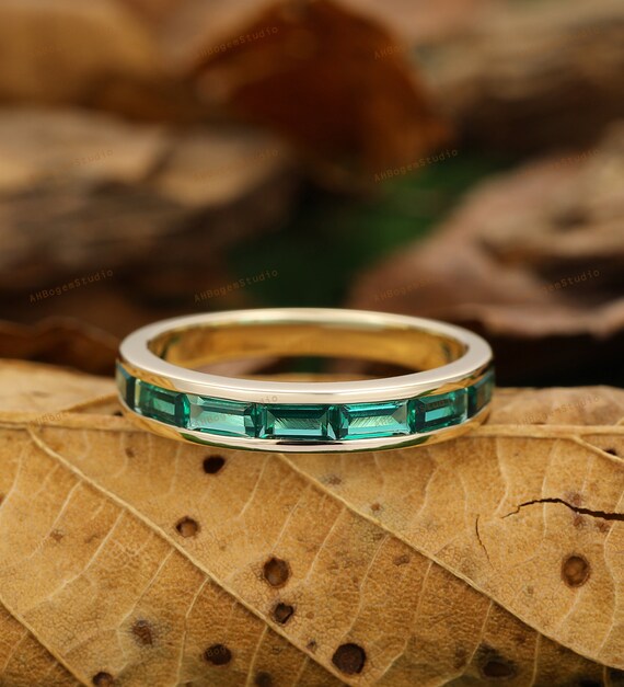 18K Gold Filled Channel Set Simulated Diamond Eternity Stackable Wedding Band Ring