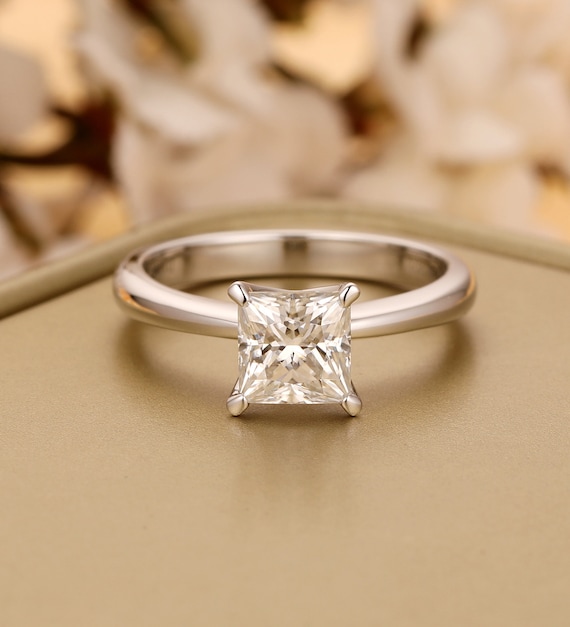 14k Yellow Gold Princess Square Lab Grown Diamond Solitaire Promise Ring 14k Yellow Gold Princess Square Lab Grown Diamond Solitaire Promise Ring
