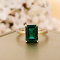 Solitaire Ring,Solid 14K Gold Brilliant 8x11mm Lab Created Emerald Center Engagement Ring,Minimalist Style Anniversary Ring,Promise Ring