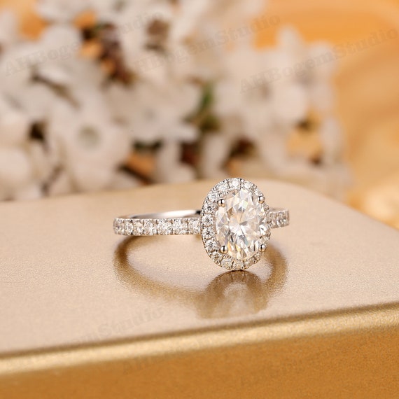 Anello Halo Anello di fidanzamento in Moissanite da 1 5 CT con