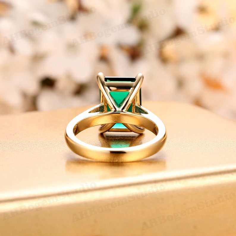 Solitaire Gemstone Ring3.55ct Lab Created Emerald Engagement Etsy