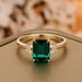 Antique Ring, 6x8mm Lab Created Emerald Center Engagement Ring,Art Deco Engagement Ring,Anniversary Ring,Promise Ring,Ring For Women