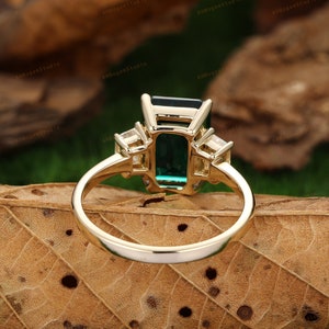 Art Deco Ring,brilliant 4CT Lab Created Emerald Center Engagement Ring ...