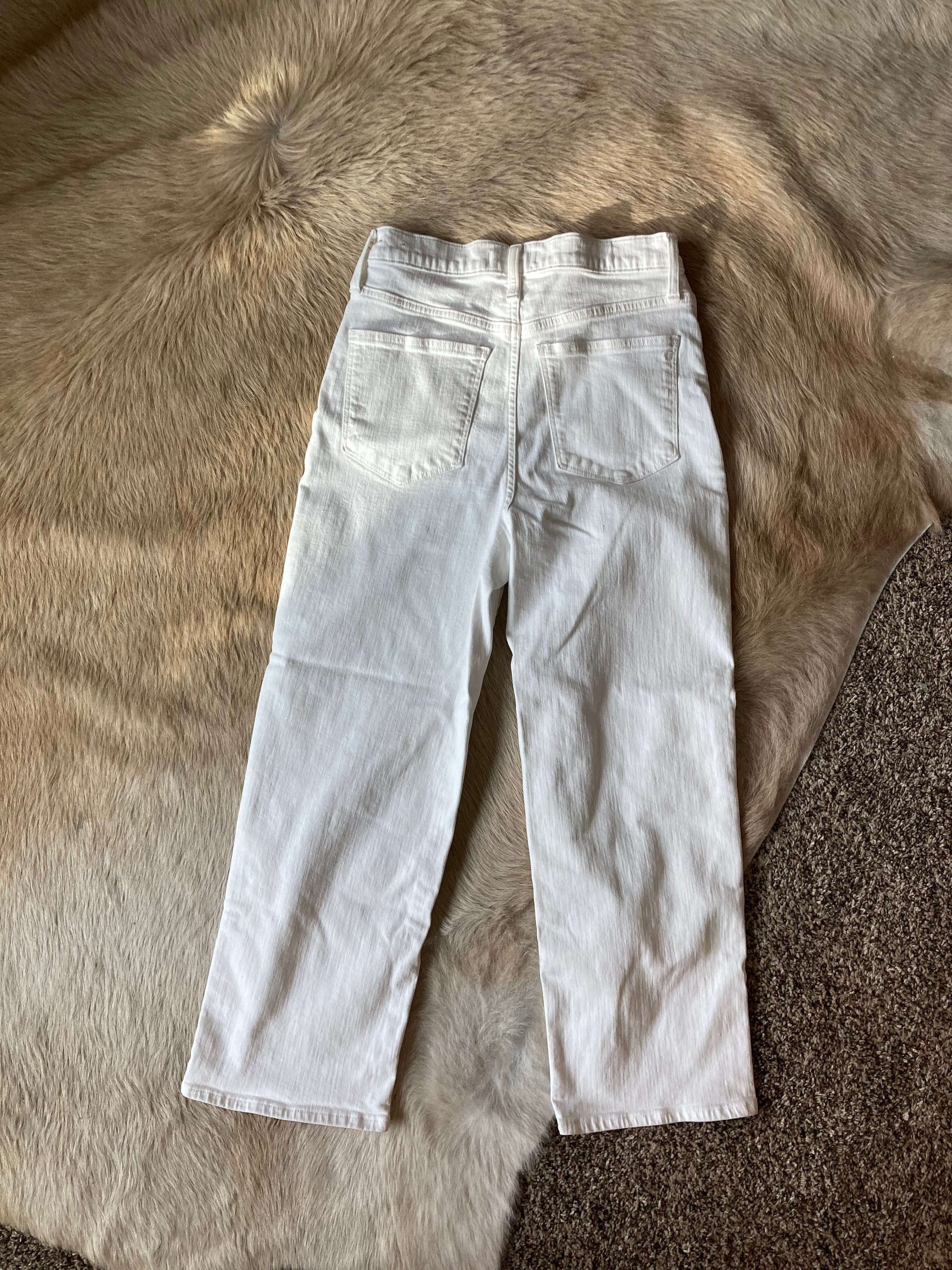 Handbemalte weiße abgeschnittene breite Bein Jeans abstrakte | Etsy