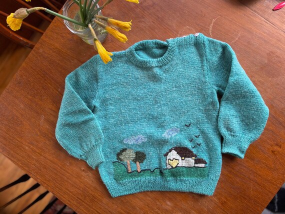 Vintage Wool Hand-Made Kids Sweater - image 2