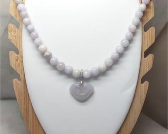 Collar de cuentas de jade lavanda