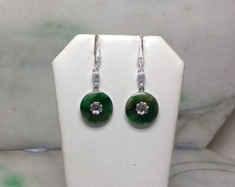 Pendientes colgantes de jade verde oscuro