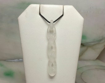 White icy infinity symbol jade pendant