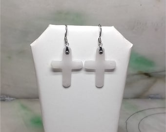 Pendientes de la cruz de jade blanco