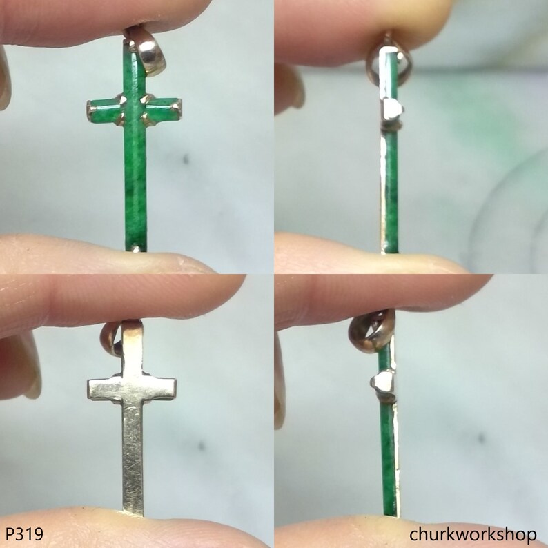 14k Jade Cross Pendant Etsy