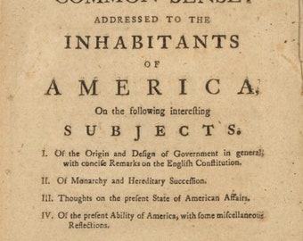 Common Sense by Thomas Paine, 1776 (Digital Download PDF)