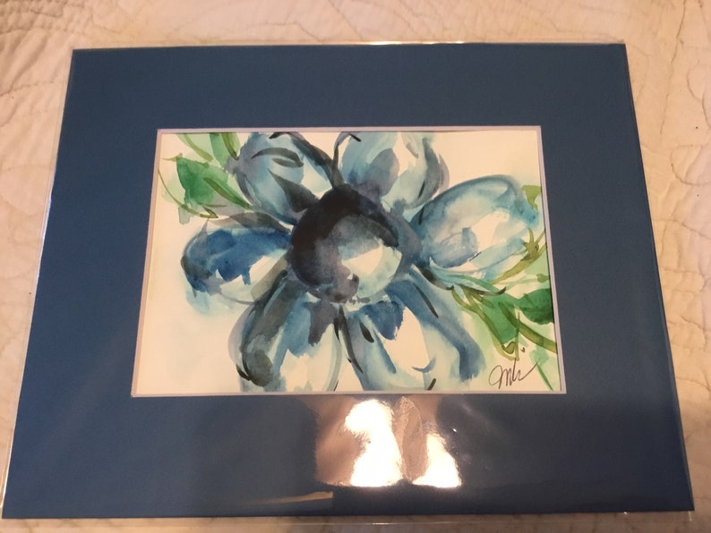 blue flower original watercolor floral painting