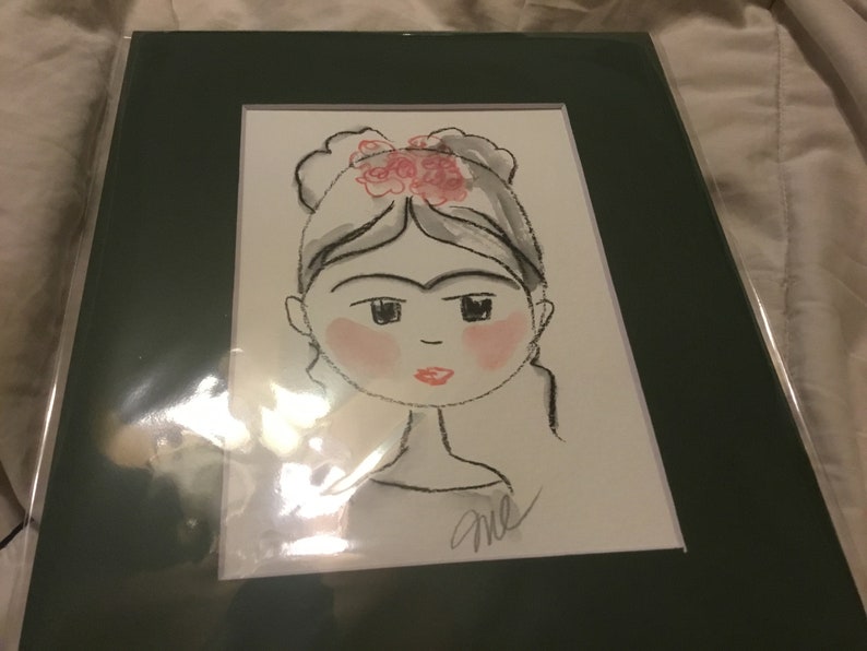 FRIDA Original Painting in dark green mat