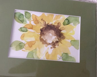 yellow flower original watercolor floral painting