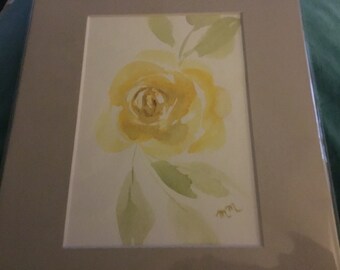 yellow rose original watercolor floral painting