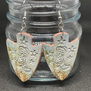 Distressed Faux Leather Boots Earrings