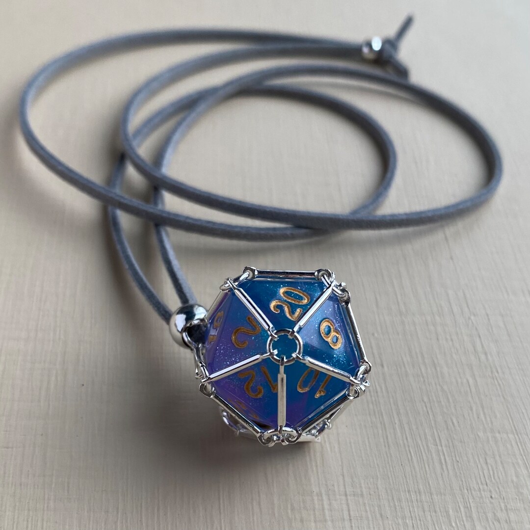 Removable Silver Dice Cage Necklace With Vegan Leather Cord Etsy