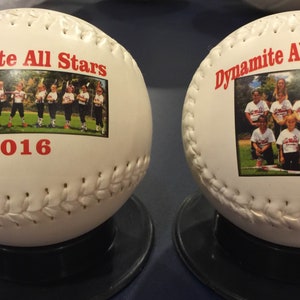 Unique White and Yellow Softball Gifts for Coaches Players and Fans. Personalized on the Front and Back. image 7