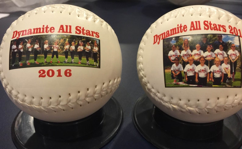 Unique White and Yellow Softball Gifts for Coaches Players and Fans. Personalized on the Front and Back. image 7