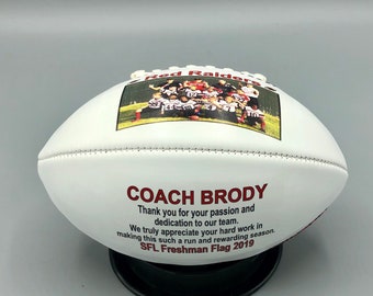 Personalized 2 Panel Print Mini Size Footballs for Coach's' Gift, Senior Gifts, Team Awards, Sponsor Gifts, Weddings and Football Gifts