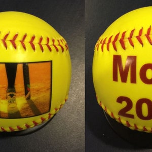 Unique White and Yellow Softball Gifts for Coaches Players and Fans. Personalized on the Front and Back. image 9