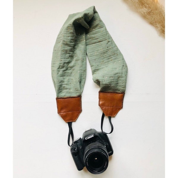 Camera strap, camera strap, gift, made in France, nikon, canon, Olympus, camel