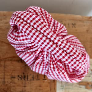 Puffy pouch, pencil case, red gingham