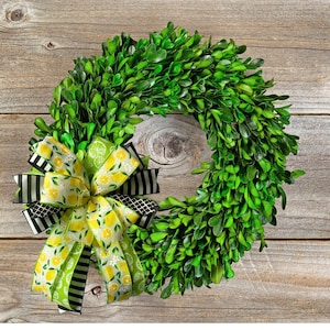 Interchangeable Lemon Bow for Summer Wreath, Lantern Topper Bow, Mailbox Bow, Porch Leaner Bow, Shelf Sitter Bow