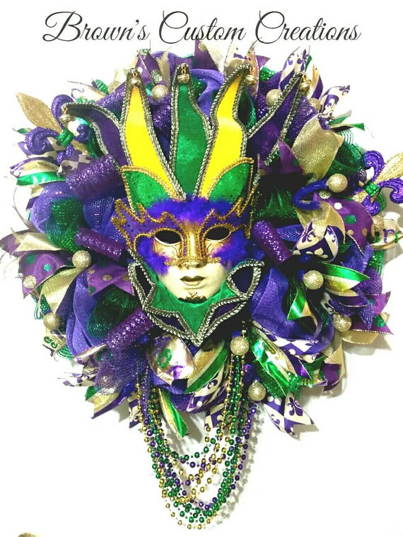 Mardi Gras Deco Mesh WreathPurple Green Gold Mardi Gras Etsy