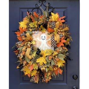 Ghost Wreath, Halloween Wreath, Halloween Porch Decor