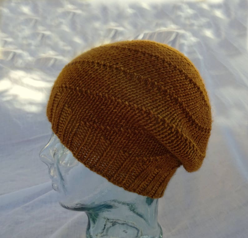 Knit Brown Beanie Spiral Knit Hat Golden Brown Hat Wool Etsy