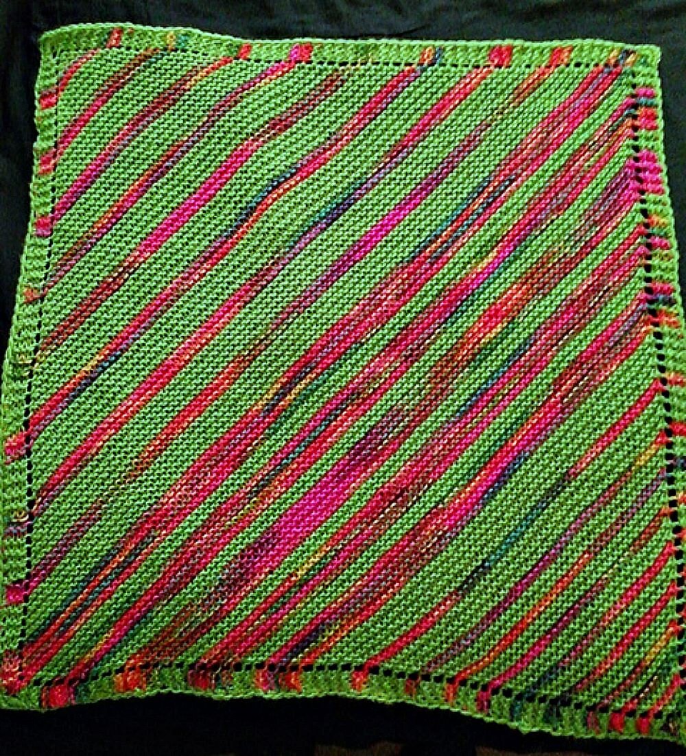 Knit Baby Blanket Diagonal Stripe Bedding Striped Blanket Etsy