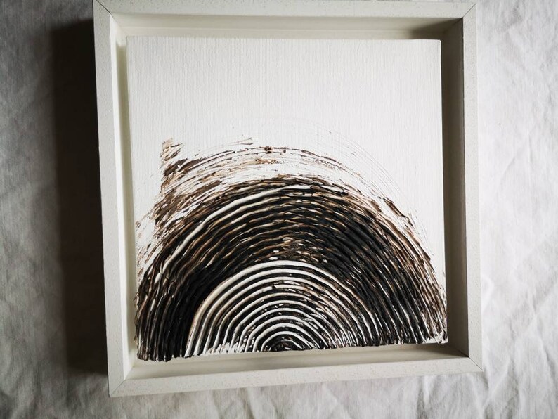 modern acrylic picture 20 x 20 cm, Circles of nature in shadow gap frame image 2