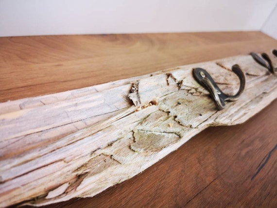 Treibholz Garderobe Unikat – Wandgarderobe Handgemacht 60 cm | Upcycling Holzleiste Boho Deko | inkl. Schrauben & Dübel