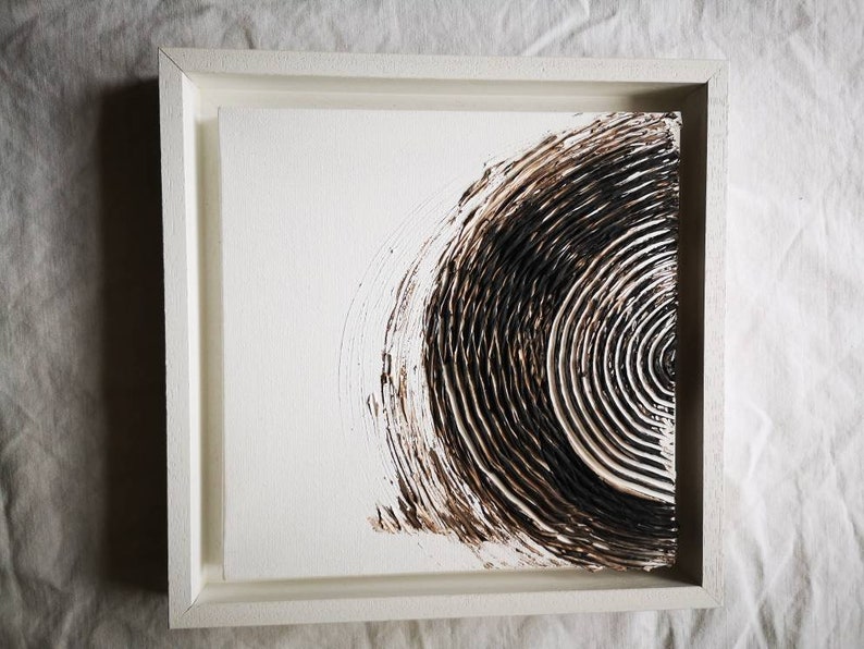 modern acrylic picture 20 x 20 cm, Circles of nature in shadow gap frame image 1