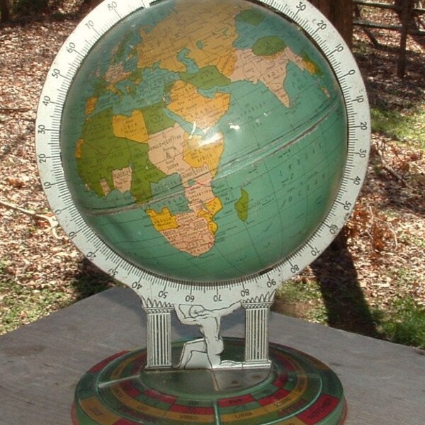 ZERO SHIPPING! RARE Vintage 6-Inch Terrestrial Globe. Ohio Art Co. ca.1935